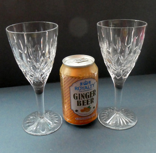 Vintage STUART Crystal. Pair of TEWKESBURY Pattern Wine Glasses. Height: 6 7/8 inches 