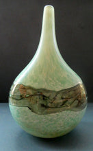 Load image into Gallery viewer, 1980s Maltese Mdina Lollipop Vase. Cloudy Opaque Glass with Undulating Grey Band. Height: 8 inches
