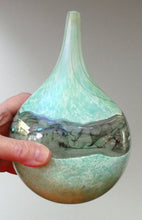 Load image into Gallery viewer, 1980s Maltese Mdina Lollipop Vase. Cloudy Opaque Glass with Undulating Grey Band. Height: 8 inches
