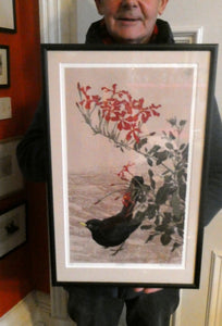 1980s Woodcut by James Williamson Bell (1938 - 2010), "BLACKBIRD". Signed in Pencil