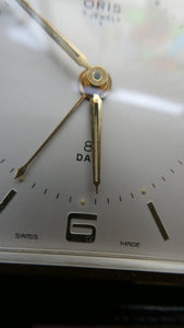 AS NEW: Vintage Early 1960s Black Leather ORIS Swiss Made Travelling Alarm Clock (original box)