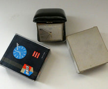 Load image into Gallery viewer, AS NEW: Vintage Early 1960s Black Leather ORIS Swiss Made Travelling Alarm Clock (original box)
