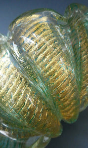 Large 1950s Barovier & Toso MURANO 'Cordonato d'Oro' Gold Leaf Glass Basket