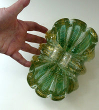 Load image into Gallery viewer, Large 1950s Barovier &amp; Toso MURANO &#39;Cordonato d&#39;Oro&#39; Gold Leaf Glass Basket
