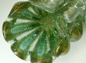 Large 1950s Barovier & Toso MURANO 'Cordonato d'Oro' Gold Leaf Glass Basket