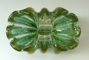 Large 1950s Barovier & Toso MURANO 'Cordonato d'Oro' Gold Leaf Glass Basket