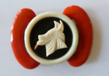 Load image into Gallery viewer, Rare Little French Art Deco 1930s BAKELITE / PHENOLIC Belt Buckle. Dog Decoration
