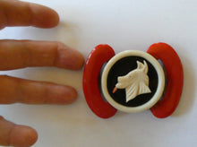 Load image into Gallery viewer, Rare Little French Art Deco 1930s BAKELITE / PHENOLIC Belt Buckle. Dog Decoration
