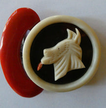 Load image into Gallery viewer, Rare Little French Art Deco 1930s BAKELITE / PHENOLIC Belt Buckle. Dog Decoration
