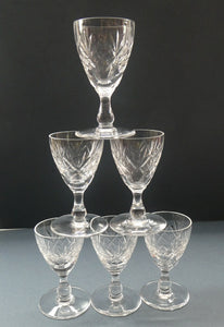 1950s Edinburgh Crystal Set of Six Tiny Liqueur Glasses. 3 inches high