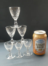 Load image into Gallery viewer, 1950s Edinburgh Crystal Set of Six Tiny Liqueur Glasses. 3 inches high
