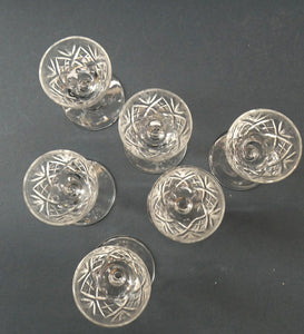 1950s Edinburgh Crystal Set of Six Tiny Liqueur Glasses. 3 inches high