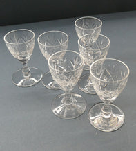 Load image into Gallery viewer, 1950s Edinburgh Crystal Set of Six Tiny Liqueur Glasses. 3 inches high
