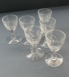 1950s Edinburgh Crystal Set of Six Tiny Liqueur Glasses. 3 inches high