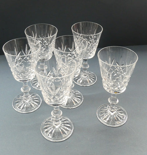 Vintage SET of SIX Edinburgh Crystal Goblets. LOMOND PATTERN (Square Bowl). 5 1/2 inches