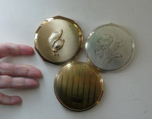 Load image into Gallery viewer, THREE Lovely Vintage Compacts. All 1960s Powder Compacts by Stratton
