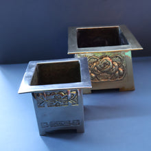 Load image into Gallery viewer, Sweet Miniature White Metal GLASGOW SCHOOL Planter with Art Noueau Repousee Decoration; c 1910s
