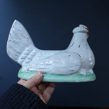 Load image into Gallery viewer, Late 19th Century Antique Victorian WHITE Staffordshire Hen on Yellow Nest
