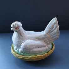 Load image into Gallery viewer, Late 19th Century Antique Victorian WHITE Staffordshire Hen on Yellow Nest
