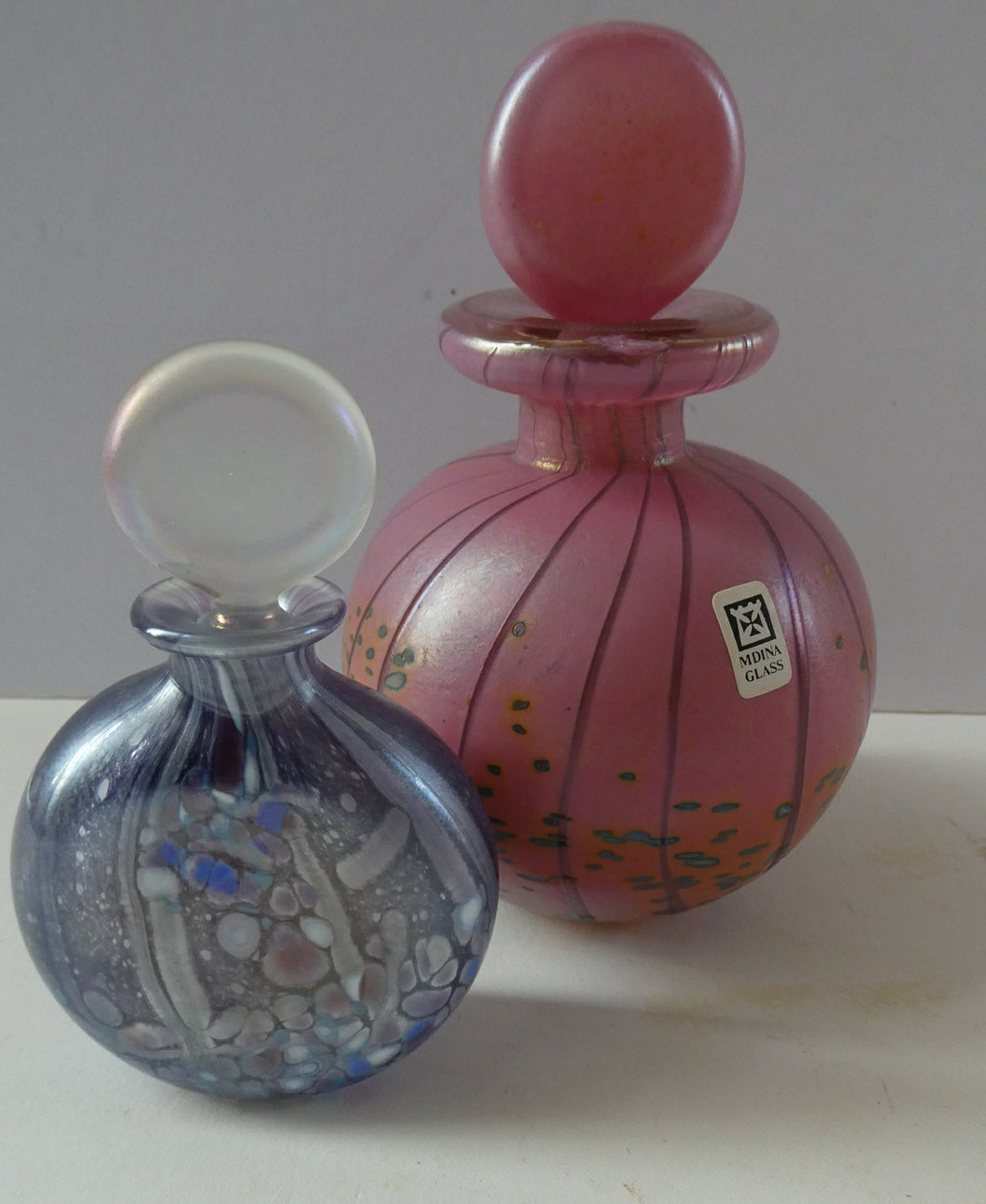 1970s Mdina and Murano Perfume Bottles with Lollipop Stoppers