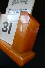 Load image into Gallery viewer, Highly Collectable 1930s Art Deco CARVACRAFT Amber Bakelite Perpetual Desk Calendar
