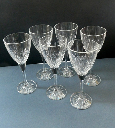 Set of Six Vintage ROYAL DOULTON Long Stemmed Wine Glasses: Earlswood Pattern