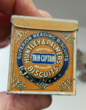 Load image into Gallery viewer, Vintage 1930s MINIATURE or SAMPLE Tin for Huntley and Palmer Biscuits. Yellow Colour
