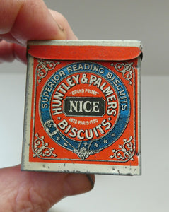 Vintage 1930s MINIATURE or SAMPLE Tin for Huntley and Palmer Biscuits. Red Colour