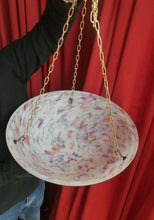 Load image into Gallery viewer, LARGE 1930s Glass Hanging Goldfish Bowl or Flycatcher Lampshade. Opaque Glass with Tutti Frutti Splatters
