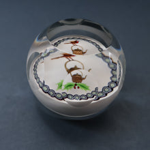 Load image into Gallery viewer, Scottish Caithness Glass Paperweight: ROBIN AND KETTLE by Colin Terris 1983
