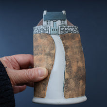 Load image into Gallery viewer, SCOTTISH POTTERY. Vintage Sculptural Vase Featuring a Highland Bothy. John O&#39;Groats Pottery
