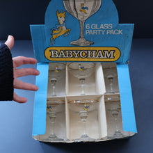 Load image into Gallery viewer, 1960s Collectable BOXED SET of Six Babycham Glasses with Yellow Deer Motif
