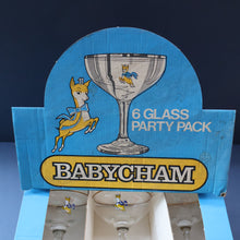 Load image into Gallery viewer, 1960s Collectable BOXED SET of Six Babycham Glasses with Yellow Deer Motif
