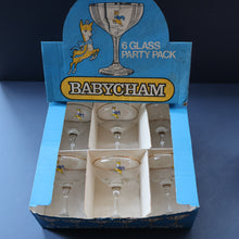 Load image into Gallery viewer, 1960s Collectable BOXED SET of Six Babycham Glasses with Yellow Deer Motif
