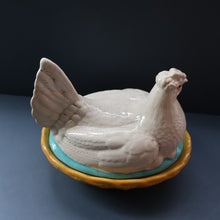 Load image into Gallery viewer, Late 19th Century Antique Victorian WHITE Staffordshire Hen on Yellow Nest
