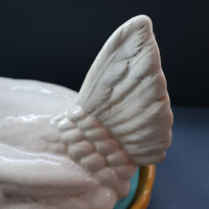 Late 19th Century Antique Victorian WHITE Staffordshire Hen on Yellow Nest