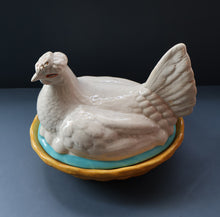 Load image into Gallery viewer,  Late 19th Century Antique Victorian WHITE Staffordshire Hen on Yellow Nest
