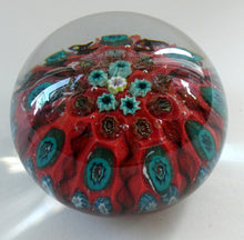 Load image into Gallery viewer, Beautiful 1950s VASART Paperweight with 9 Twisted Spokes; with a red ground
