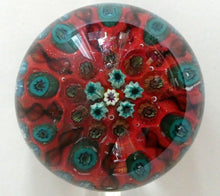 Load image into Gallery viewer, Beautiful 1950s VASART Paperweight with 9 Twisted Spokes; with a red ground
