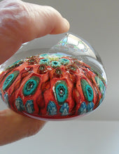 Load image into Gallery viewer, Beautiful 1950s VASART Paperweight with 9 Twisted Spokes; with a red ground
