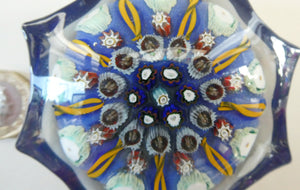 Vintage 1970s Scottish Strathearn Glass Star Shaped Millefiori Paperweight