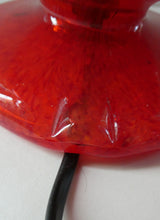 Load image into Gallery viewer, 1950s Scottish VASART Glass Tulip Lamp in Swirly Scarlet Red and Black Shades. WORKING
