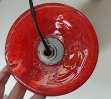 Load image into Gallery viewer, 1950s Scottish VASART Glass Tulip Lamp in Swirly Scarlet Red and Black Shades. WORKING
