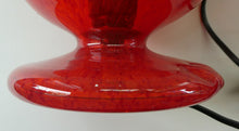 Load image into Gallery viewer, 1950s Scottish VASART Glass Tulip Lamp in Swirly Scarlet Red and Black Shades. WORKING
