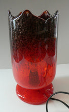 Load image into Gallery viewer, 1950s Scottish VASART Glass Tulip Lamp in Swirly Scarlet Red and Black Shades. WORKING
