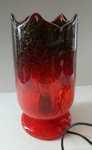 1950s Scottish VASART Glass Tulip Lamp in Swirly Scarlet Red and Black Shades. WORKING