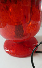 Load image into Gallery viewer, 1950s Scottish VASART Glass Tulip Lamp in Swirly Scarlet Red and Black Shades. WORKING
