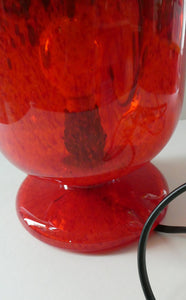 1950s Scottish VASART Glass Tulip Lamp in Swirly Scarlet Red and Black Shades. WORKING