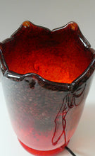 Load image into Gallery viewer, 1950s Scottish VASART Glass Tulip Lamp in Swirly Scarlet Red and Black Shades. WORKING
