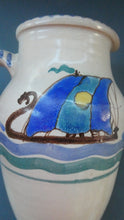 Load image into Gallery viewer, Vintage HONITON POTTERY Stoneware Jug with Hand Painted Viking Galleon Design on Each Side
